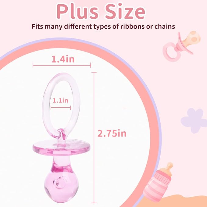 72 Pcs Baby Shower Pacifiers, 2.75’’ Plastic Pacifiers - Image 2