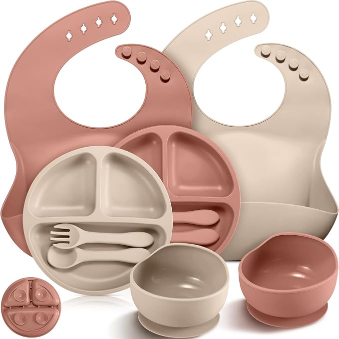 10 Pack Silicone Baby Feeding Set, Toddlers Led Weaning Feeding Supplies by Potchen