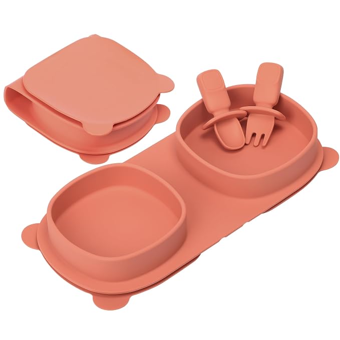 Silicone Foldable Novelty Dinner Plates, Suction Plates by YAHAA