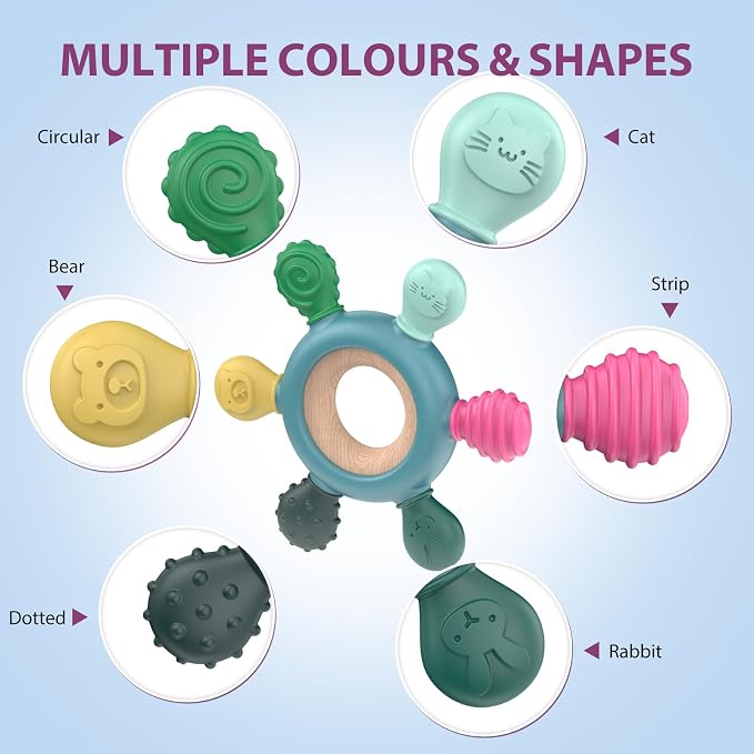 akolik Teething Toys for Babies, Baby Teethers Toy Teething Ring Silicone - Image 4