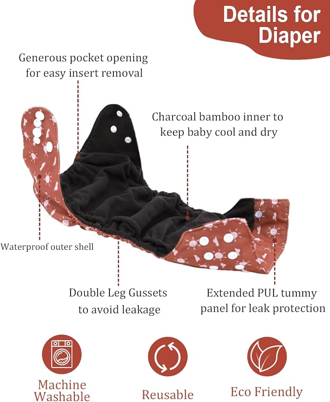 babygoal Reusable Charcoal Cloth Diapers - Image 4
