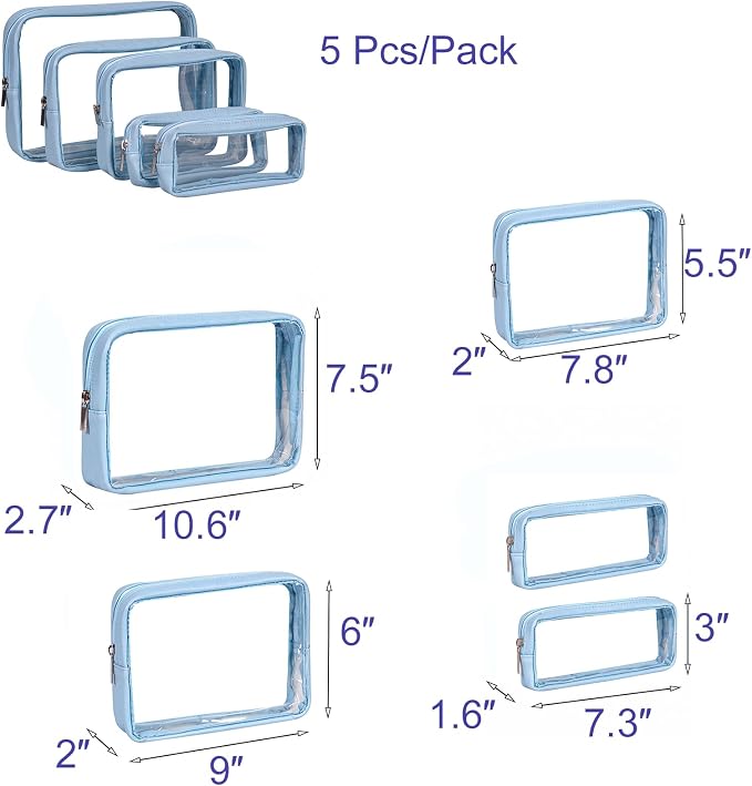 TSA Approved 5-Piece Diaper Bag Organizer Pouch Set Clear Waterproof TPU Kids - Image 2