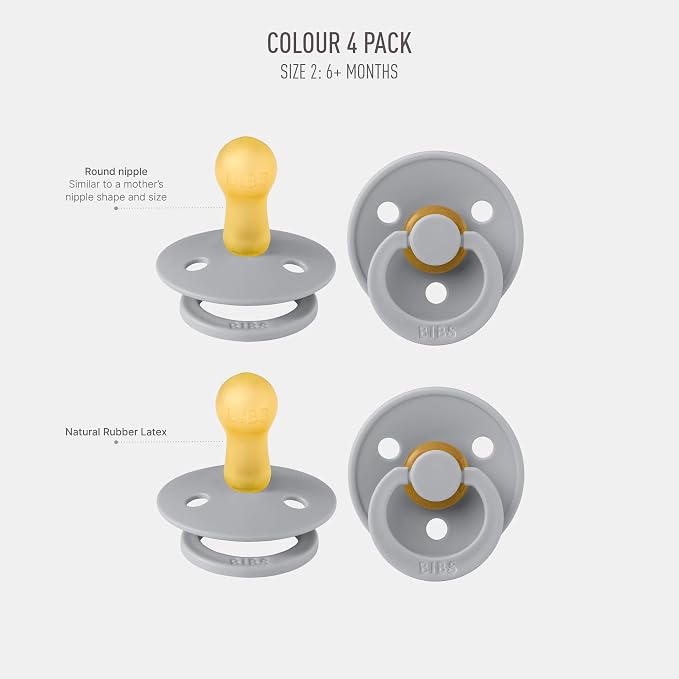 BIBS Pacifiers - Colour 4-Pack | BPA Free Baby Pacifier | Round Nipple Binkies - Image 2