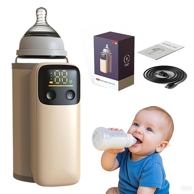Portable Bottle Warmer, Travel-Friendly, Leak-Proof, Precise Temp-Control & LCD by VVU%26CCO