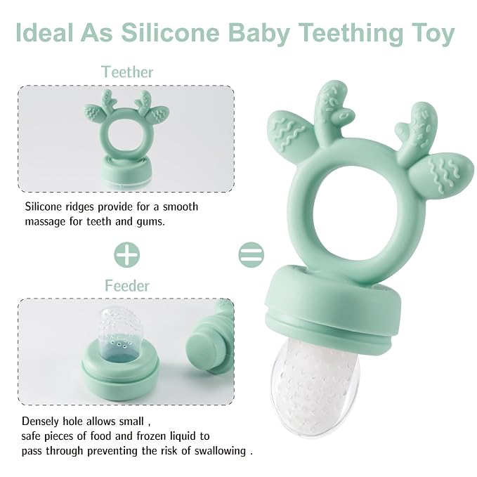 Baby Fruit Food Feeder with Popsicle Mold, Cute Teething Toys Silicone Teethers - Image 2