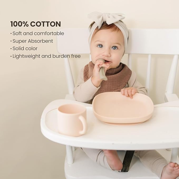 Konssy Muslin Baby Bibs 10 Pack Baby Bandana Drool Bibs 100% Cotton - Image 2