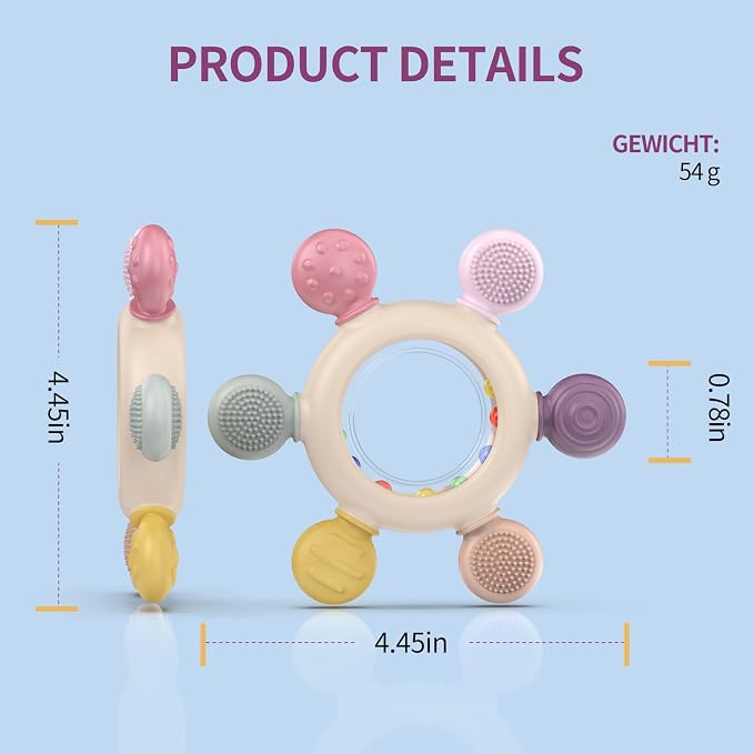 akolik Teething Toys for Babies, Baby Teethers Toy Teething Ring Silicone - Image 6