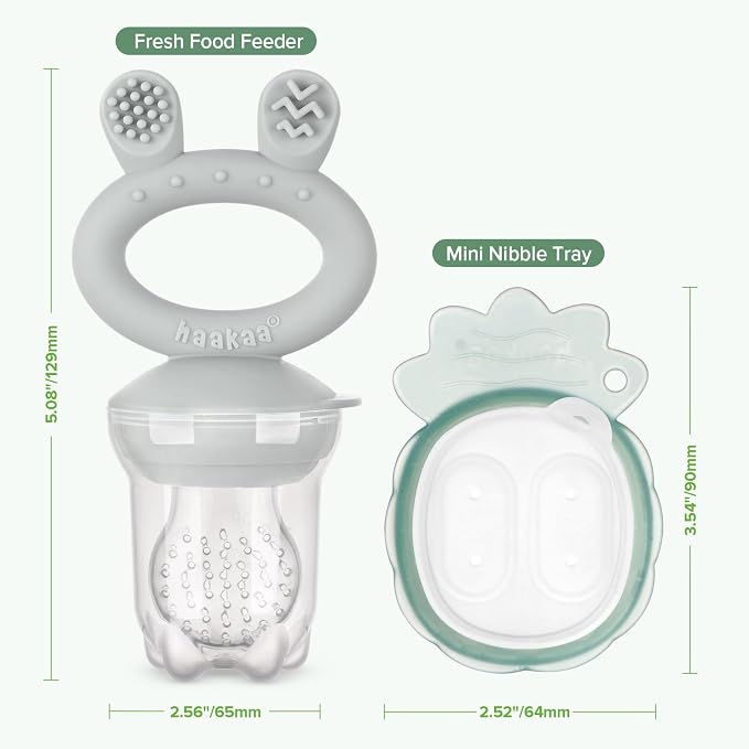 Haakaa Baby Fruit Food Feeder & Mini Freezer Nibble Tray Combo, Breastmilk - Image 7