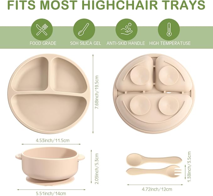 Dandat 24 Pcs Silicone Baby Feeding Set, 6 Baby Toddler Suction Bowls 6 Divided - Image 2