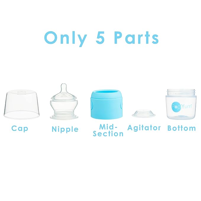 PopYum 5 oz Blue Anti-Colic Formula Making/Mixing/Dispenser Baby Bottles - Image 4