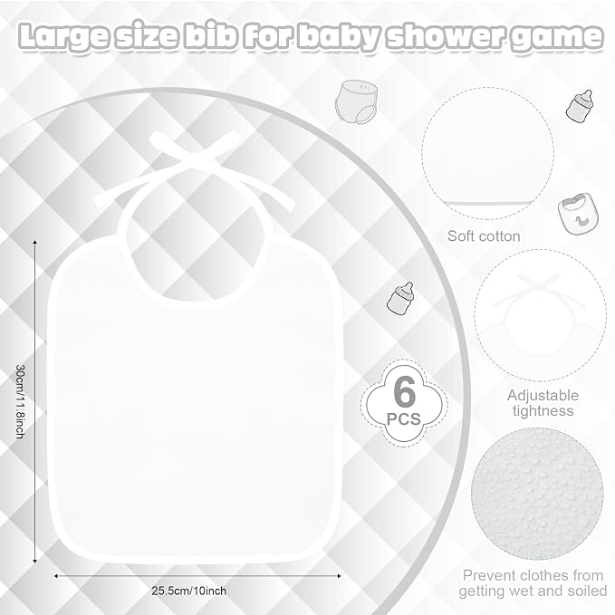 6 Sets Bottle Chug Baby Shower Games Juegos Para Plastic Baby Bottles Bibs Hat - Image 3