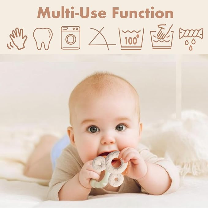 Baby Teething Bibs 6-Pack with Attachable Teether - Image 3