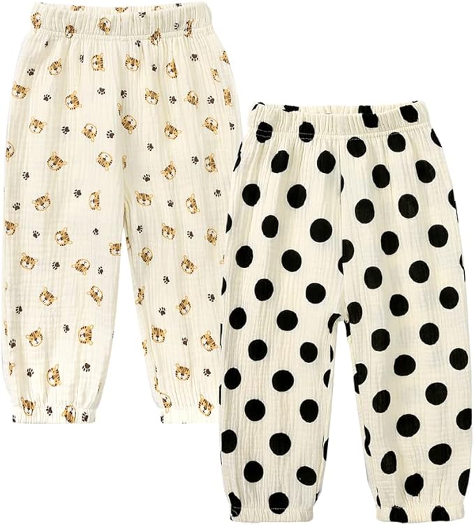 MYGBCPJS Baby Boys Girls Cotton Linen Trousers Kids Casual Ankle Pants Loose by MYGBCPJS