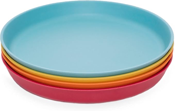 WeeSprout Bamboo Plates, Kid-Sized Dinnerware, Dishwasher Safe Melamine Dishware by WeeSprout