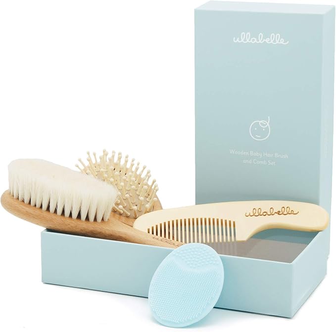 Ullabelle 4 Piece Wooden Baby Hair Brush and Comb Set by ullabelle