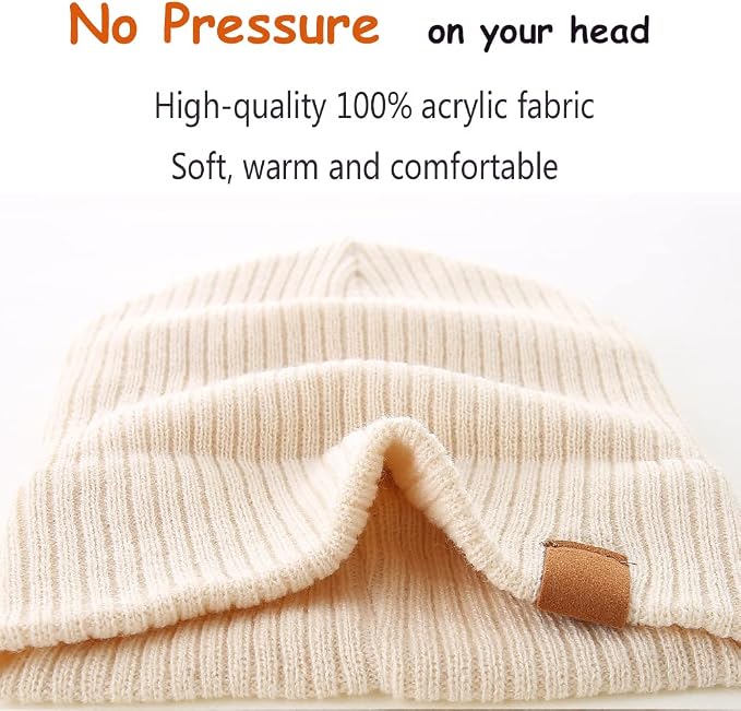 Moon Kitty 2PCS Baby Beanie Soft Toddler Beanie Warm Knitted Infant Winter Hats - Image 3