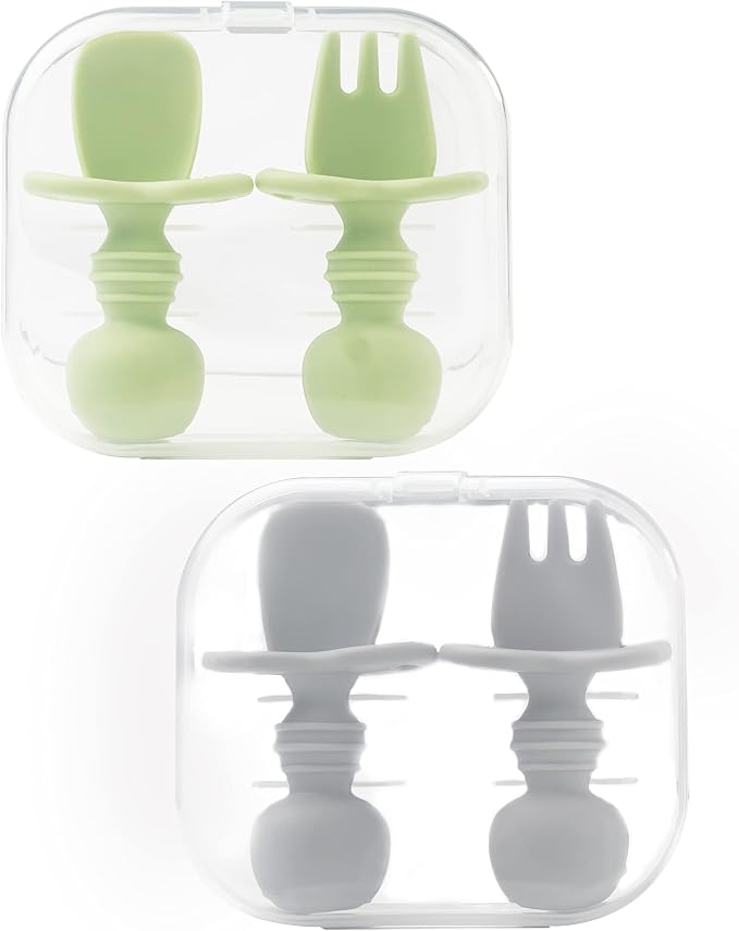 DF DUALFERV 4 Pcs Baby Spoons Self Feeding 6 Months, Silicone Baby Spoons First by DF+DUALFERV