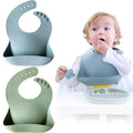 Moonkie Silicone Baby Bibs Set Of 2 | BPA Free Waterproof | Soft Flexible by Moonkie