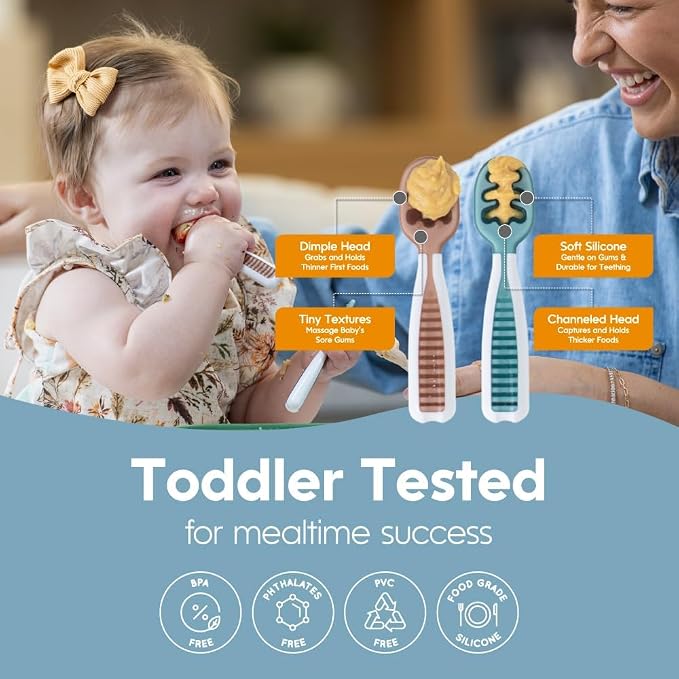 NumNum Baby Spoons Set, Feeding Littles x Silicone Pre-Spoon GOOtensils - Image 5