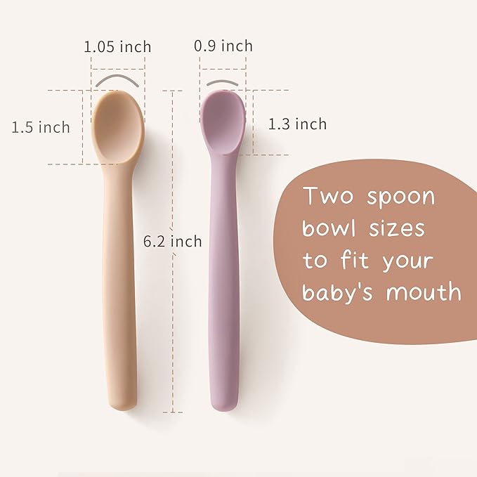 Moonkie Silicone Baby Spoons Set of 4, Two Sizes Feeding Spoon - Image 2