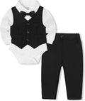 Baby Boy Clothes Suits Infant Gentleman Wedding Outfit Formal Dress Shirt Vest by Juivesia