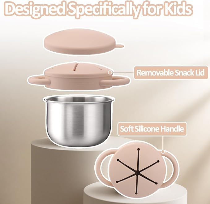 BUSOHA 2 Pack Stainless Steel Toddler Snack Cups - 9 OZ Spill-Proof Baby Snack - Image 3