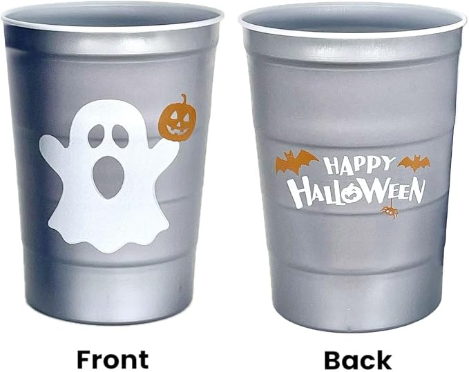 16 oz. Party Cups 'Happy Halloween' Ghost Design - Image 2
