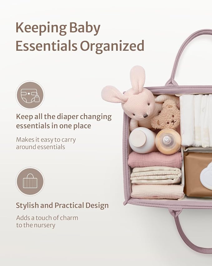 Blissful Diary Baby Diaper Caddy Organizer, Stylish Storage Basket - Image 2
