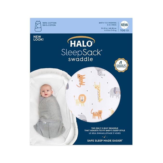 HALO 100% Cotton Sleepsack Swaddle, 3-Way Adjustable Wearable Blanket, TOG 1.5 - Image 4