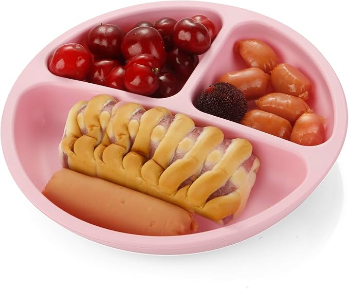 PandaEar 3 Pack Toddler Plates, Silicone Divided Suction Plate - Image 4