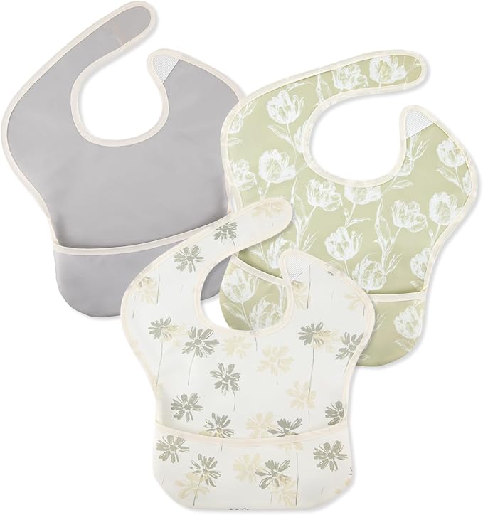 Mess Proof Baby Bib 3 Pack, Waterproof Led Weaning Baby Feeding Bibs by CivaruaKids