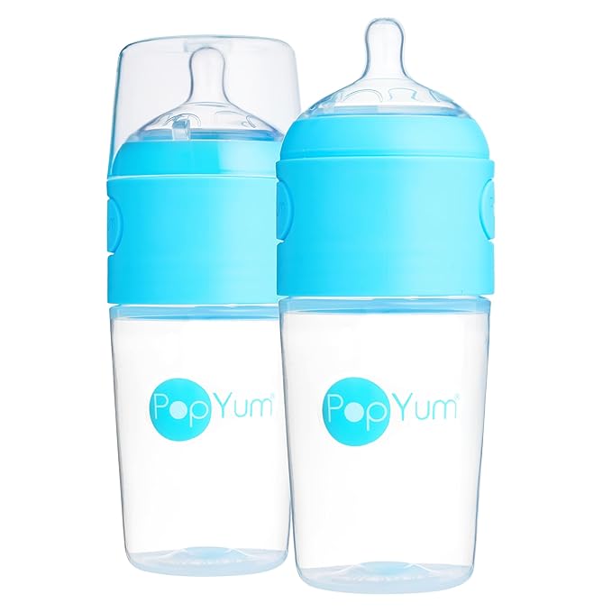 PopYum 9 oz Blue Anti-Colic Formula Making/Mixing/Dispenser Baby Bottles by PopYum