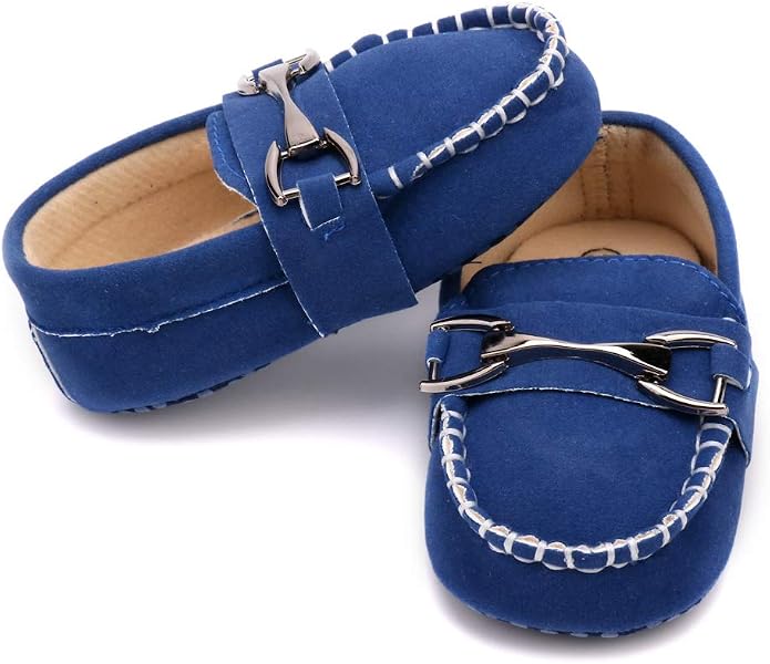 LONSOEN Baby Girls Boys Loafers Prewalker Dress Crib Shoes - Image 5