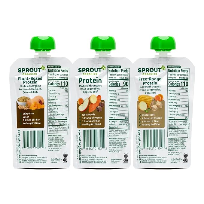 Sprout Organic Baby Food, Stage 3 Pouches, Root Veg & Beef, Creamy Veg & Chicken - Image 3
