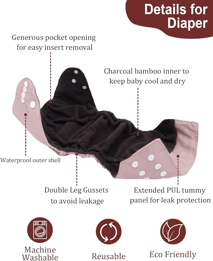 babygoal Reusable Charcoal Cloth Diapers - Image 4