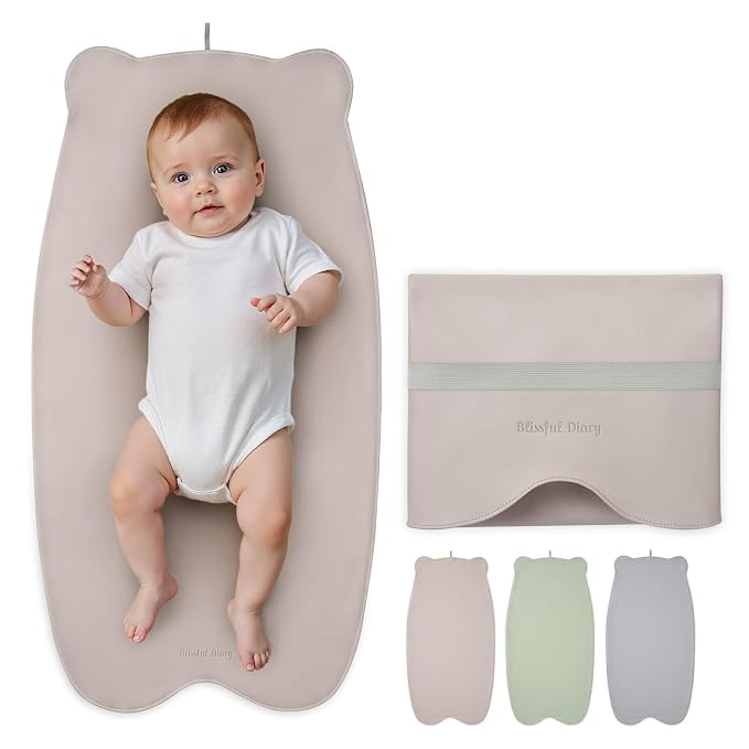 Blissful Diary Vegan Leather Portable Changing Pad, Wipeable & Waterproof Baby by ForEveryBabysBetterLife