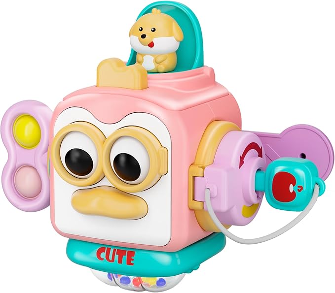 Montessori Toys for 1 Year Old Girl, Busy Board Cube for Girls, Baby Travel by OSIMILY