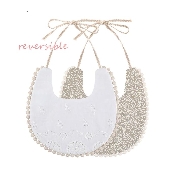 GZMM Baby Bib For Girls, Reversible Waterproof Handmade Natural Cotton Baby - Image 4