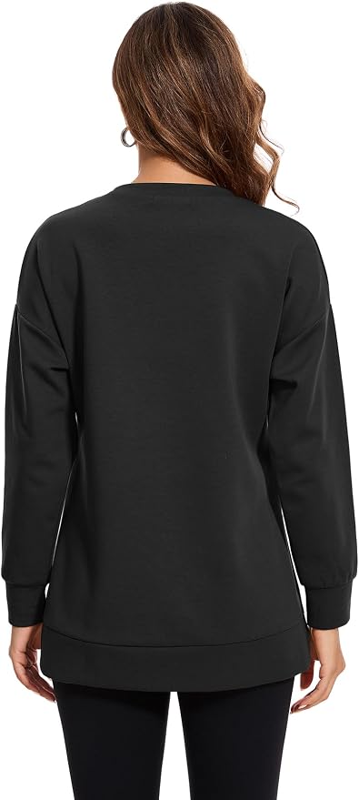 Smallshow Women's Nursing Tops Sweatshirt Long Sleeve Side Split Breastfeeding - Image 4