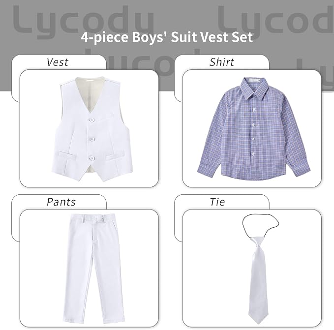 Boys Vest Set Formal Dress Suits Wedding Outfit Dresswear - Image 2