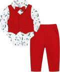 Baby Boy Clothes Suits Infant Gentleman Wedding Outfit Formal Dress Shirt Vest by Juivesia