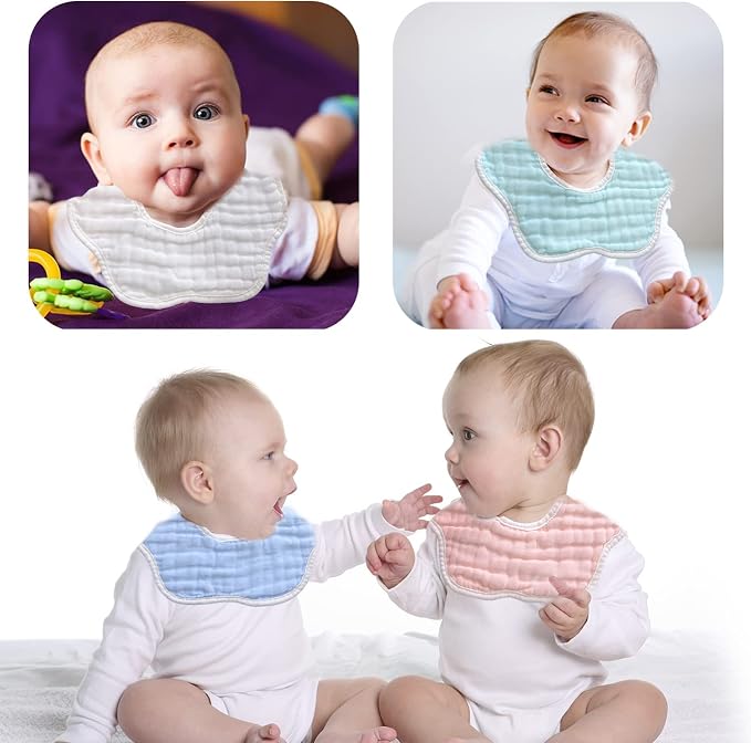 Muslin Baby Bibs for Drooling and Teething Newborn Drool Bibs for Baby Girl Boy - Image 6