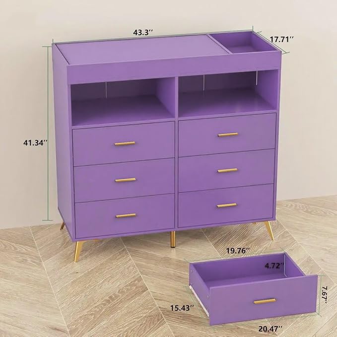 Changing Table Dresser with Drawers, Baby Dresser with Changing Table Top - Image 3