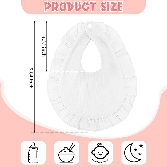 Kenning 18 Pcs Muslin Drool Baby Bibs Baby Girl Ruffle Bibs Absorbent Cotton - Image 2
