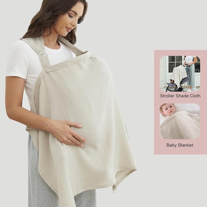 Muslin Nursing Cover for Breastfeeding, Breathable 100% Cotton Privacy Nursing - Image 7
