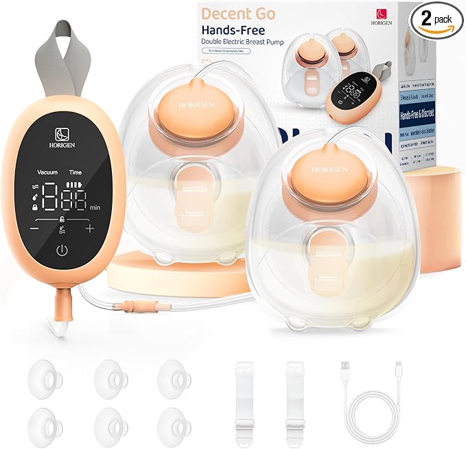 Upgraded Wearable Hands Free Breast Pump: D6 Portable Low Noise Breastfeeding by HORIGEN