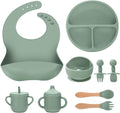 Silicone Baby Feeding Set 9 Pcs, Spill-Proof Suction Plate, Silicone spoon&forks by Unknown