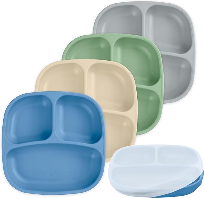 Re-Play Toddler Plates with Dividers & Silicone Lid by Re-Play
