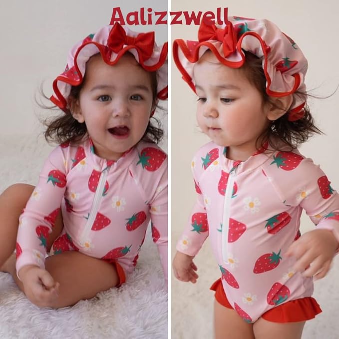 Aalizzwell Baby Girls Long Sleeve One Piece Swimsuit - Image 3