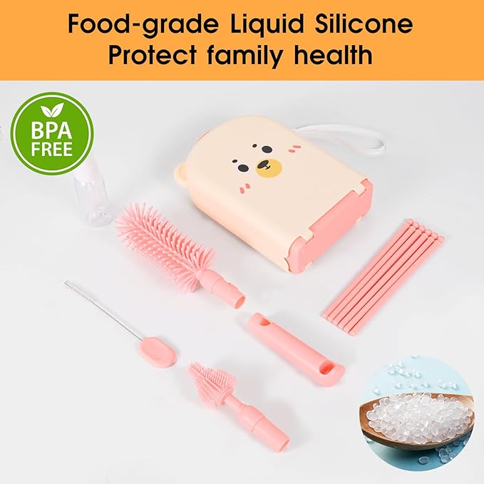 Portable Baby Bottle Brush Set, 7-in-1 Travel Baby Bottle Cleaning Kit - Image 5